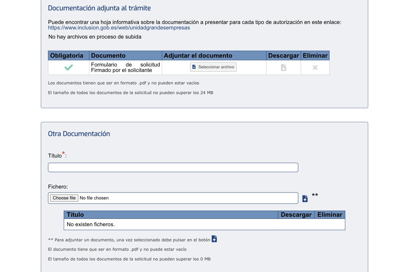 Таблица Documentación adjunta al trámite для Familiar de Emprendedor: единственная строка Formulario de solicitud Firmado por el solicitante